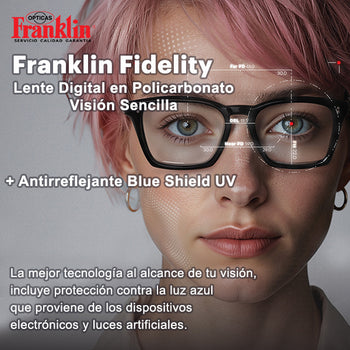 LENTES VISIÓN SENCILLA Franklin Fidelity DIGITAL Policarbonato + AR Blue Shield UV