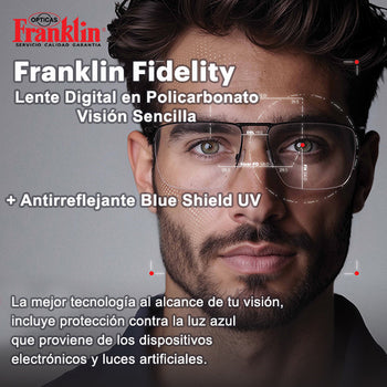 LENTES VISIÓN SENCILLA Franklin Fidelity DIGITAL Policarbonato + AR Blue Shield UV